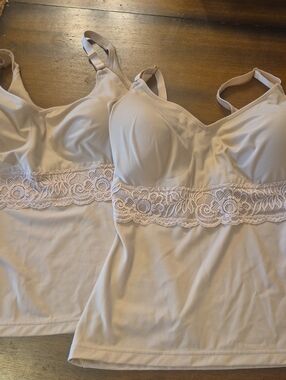 Shapeez Comfeez Shapewear Slimmer Cami  Large Nude Adjustable Straps Lot Of 2